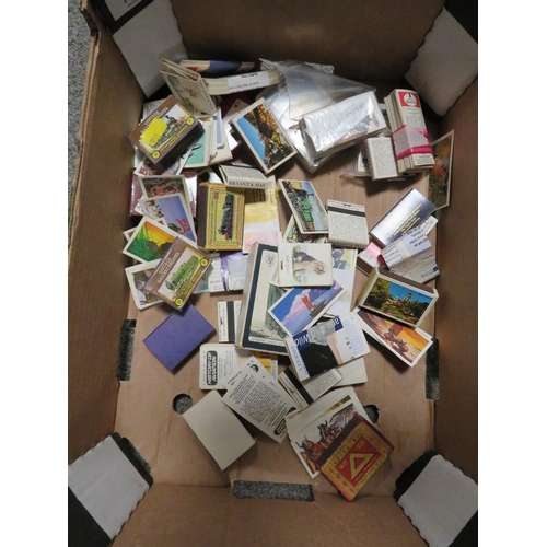 167 - A SMALL TRAY OF COLLECTABLE PLAYING CARDS , MATCHBOXES ETC