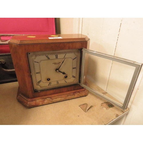 215 - A VINTAGE SWINDEN & SONS MANTLE CLOCK A/F