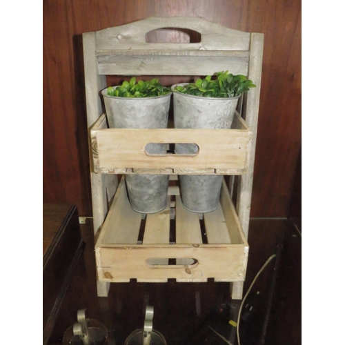 221 - A  WOODEN PLANT STAND AND PLANTS