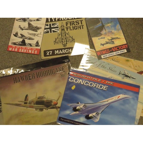 232 - A SMALL QUANTITY OF REPRODUCTION METAL AIRCRAFT SIGNS TO INCLUDE CONCORD, WINGS FOR VICTORY ETC