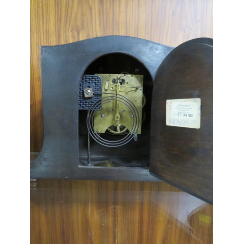 254 - TWO VINTAGE WOODEN MANTLE CLOCKS A/F