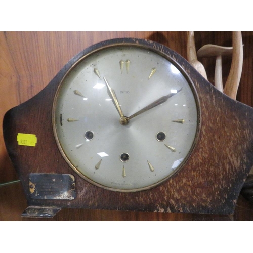 254 - TWO VINTAGE WOODEN MANTLE CLOCKS A/F