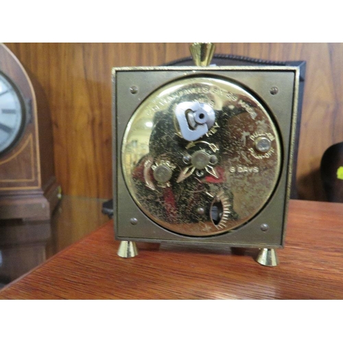 255 - SMITHS MANTLE CLOCK TOGETHER WITH A SWIZA DESK CLOCK AND A CLOCK IN A WOODEN BOX (3)