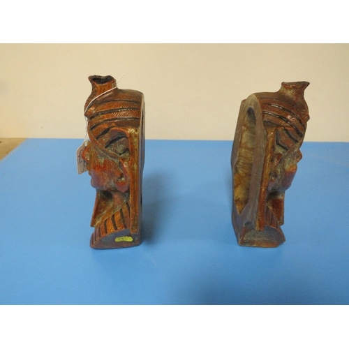 288 - A PAIR OF VINTAGE LIQUEUR BOTTLES IN THE SHAPE OF PHARAOHS HEADS MADE IN ITALY FOR LUXARDO