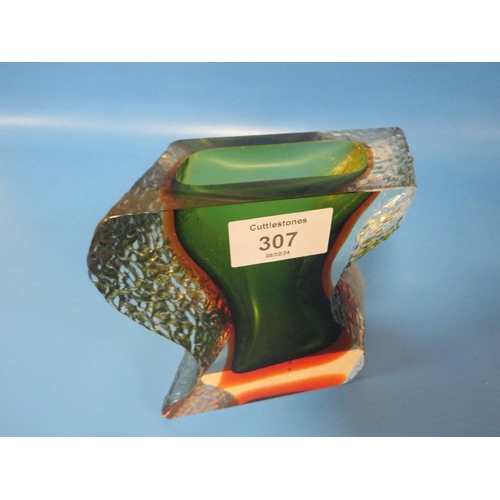 307 - AN UNUSUAL ART GLASS VASE