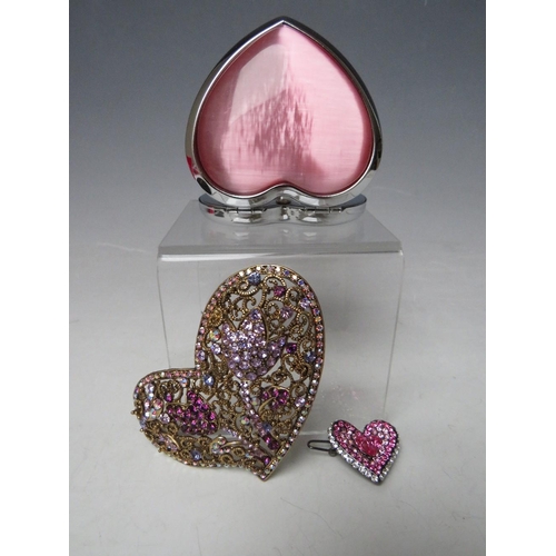 428 - A SMALLER BUTLER & WILSON  DECORATIVE GEMSET PIERCED FILIGREE STYLE HEART,  W 8.5 cm  PLUS A BUTLER ... 