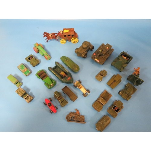 440 - A SMALL TRAY OF DIECAST TOYS , ARMY VEHICLES