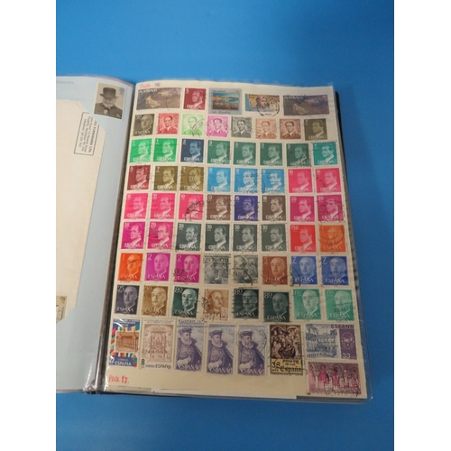 443 - AN ALBUM OF BRITISH & FOREIGN STAMPS TO INCLUDE INDIAN, POLISH, CANADIAN, SPANISH & NEW ZEALAND EXAM... 