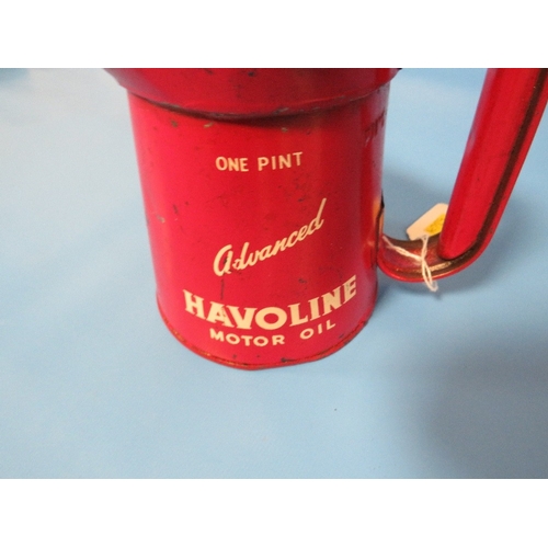 455 - A VINTAGE SMALL ONE PINT ADVANCED HAVOLINE MOTOR OIL CAN