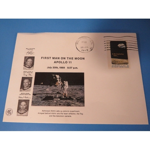 467 - A STAMP CELEBRATING THE FIRST MAN ON THE MOON DATED 20th JULY 1969 ON AN ENVELOPE STAMPED HOUSTON TE... 