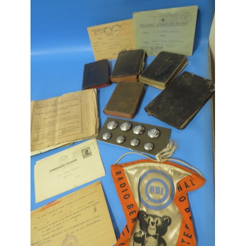 468 - A 1918 ACTIVE TESTAMENT, VARIOUS MILITARY AND POLICE EPHEMERA, A SET OF WALSALL FIRE BRIGADE BUTTONS