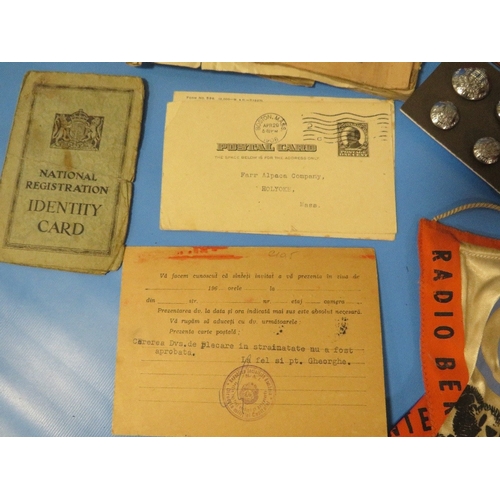 468 - A 1918 ACTIVE TESTAMENT, VARIOUS MILITARY AND POLICE EPHEMERA, A SET OF WALSALL FIRE BRIGADE BUTTONS