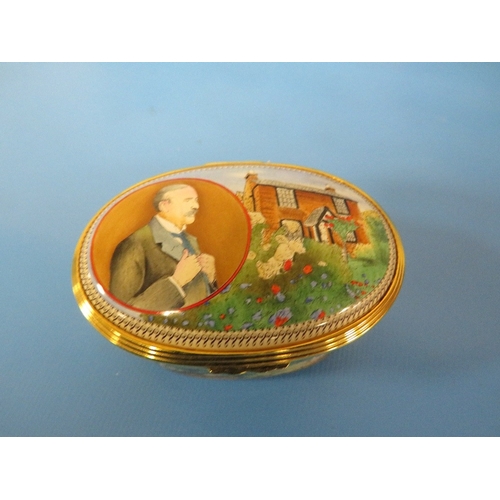 472 - A BOXED HALCYON DAYS ENAMEL LIMITED EDITION LAND OF HOPE AND GLORY EDWARD WILLIAM EDGAR MUSICAL BOX ... 