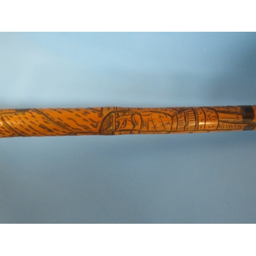 473 - A LATE 19TH CENTURY SWORD STICK BY CRAWLEY & SON OF PETERBOROUGH, THE SHAFT CARVED WITH FIGURES OF S... 