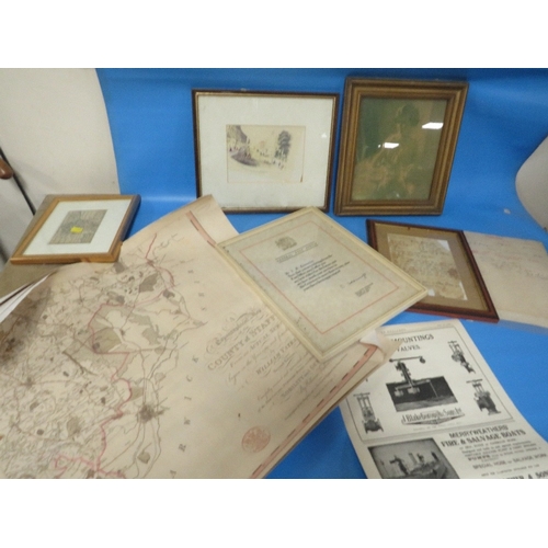 478 - A QUANTITY OF ROLLED UP MAPS, CERTIFICATES ETC