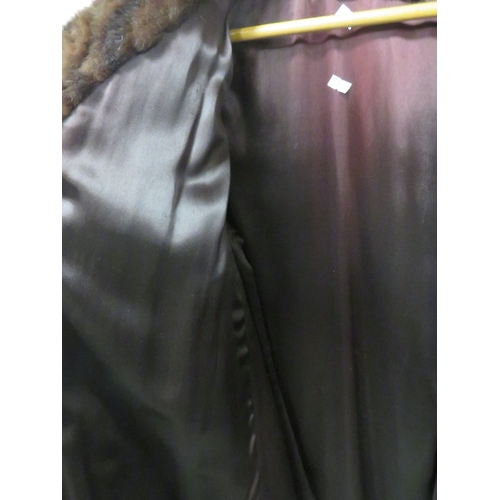 218 - A VINTAGE SABLE FUR COAT WITH SATIN LINING 