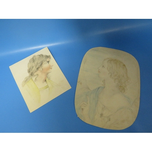 41 - TWO LATE 18TH EARLY 19TH CENTURY WATERCOLOURS HEAD AND SHOULDERS PORTRAIT STUDIES