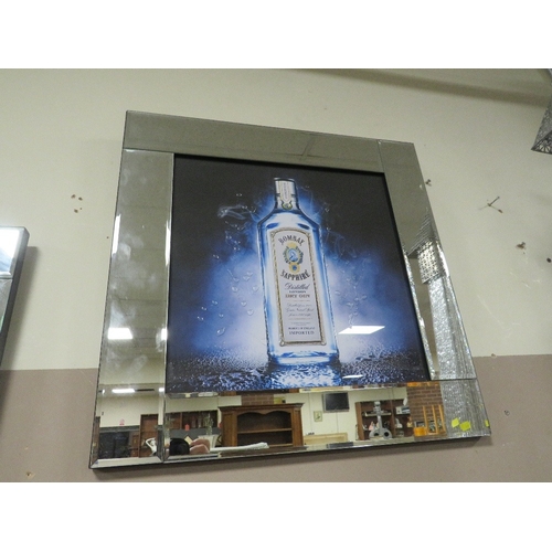 845 - THREE MODERN MIRRORED PICTURES TO INCLUDE A BOMBAY SAPPHIRE GIN EXAMPLE (3)