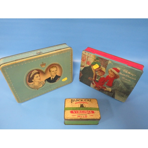 442 - A VINTAGE BLACK CAT CIGARETTES TOBACCO TIN PLUS TWO OTHERS