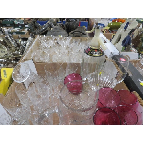 158 - THREE TRAYS OF ASSORTED GLASS WARE