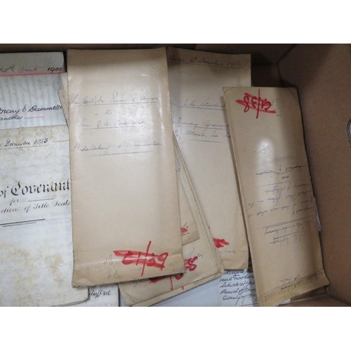 170 - TWO BOXES OF OLD DEEDS, EPHEMERA AND MAPS