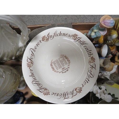 180 - TWO TRAYS OF ASSORTED CERAMICS TO INCLUDE AN AYNSLEY PEMBROKE PLATE