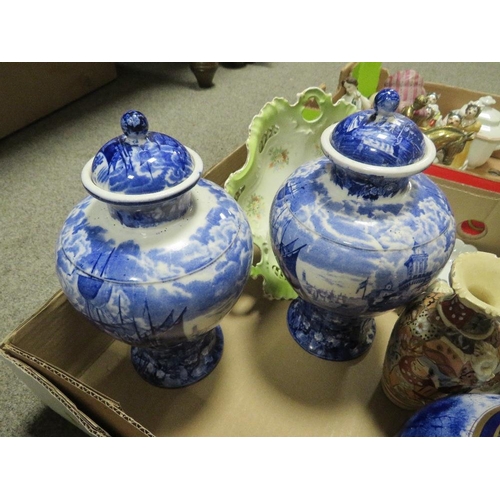 181 - TWO TRAY OF CERAMICS ETC TO INCLUDE A FRANKLIN PORCELAIN GAME BIRD STEIN