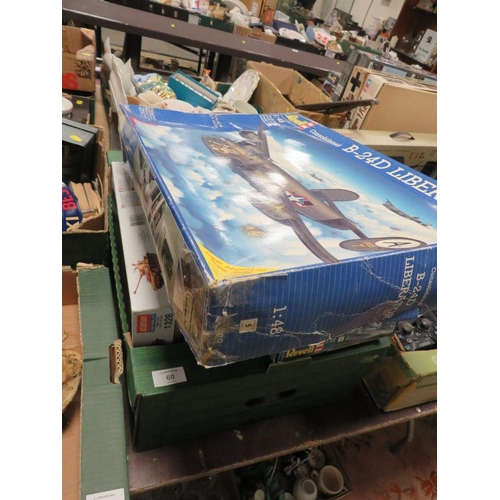 60 - 6 BOXED UNMADE MODEL KITS, 3 REVELL (HANDLEY PAGE VICTOR MARK TWO 1:72 SCALE, B24D LIBERATOR 1:48 SC... 