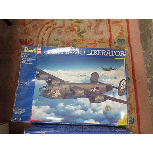 60 - 6 BOXED UNMADE MODEL KITS, 3 REVELL (HANDLEY PAGE VICTOR MARK TWO 1:72 SCALE, B24D LIBERATOR 1:48 SC... 