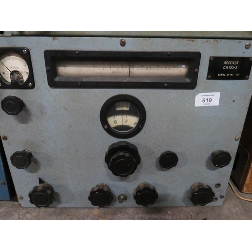 619 - A MARINE CR 10012 RADIO RECEIVER AND AN ADMIRALTY PATTERN RECTIFIER UNIT (2)