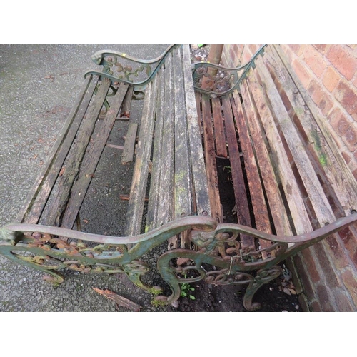 642 - TWO WOODEN AND CAST IRON GARDEN BENCHES