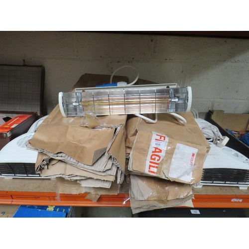 656 - A SELECTION OF BOXED INDUSTRIAL INFRARED HEATERS AND FOUR FAN HEATERS