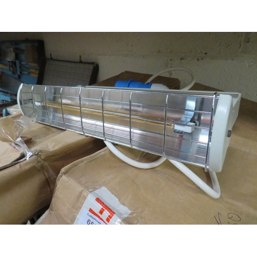 656 - A SELECTION OF BOXED INDUSTRIAL INFRARED HEATERS AND FOUR FAN HEATERS