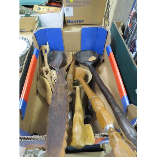 67 - COLLECTION OF AFRICAN TRIBAL ART WOODEN SPOONS AND UTENSILS