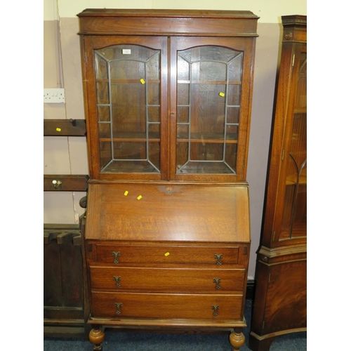 705 - A VINTAGE OAK BUREAU BOOKCASE