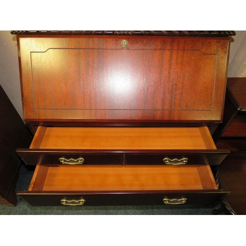 713 - A REPRODUCTION MAHOGANY BUREAU BOOKCASE