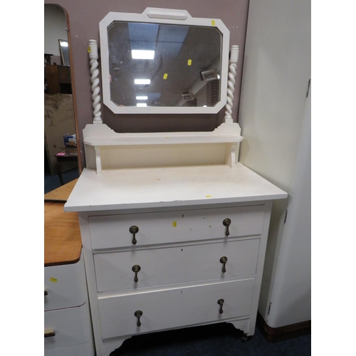 722 - TWO RETRO WHITE PAINTED DRESSING TABLES (2)