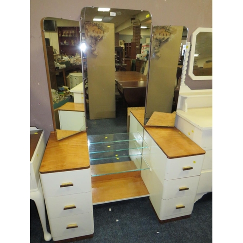 723 - A DECO WHITE PAINTED WARDROBE AND DRESSING TABLE (2)