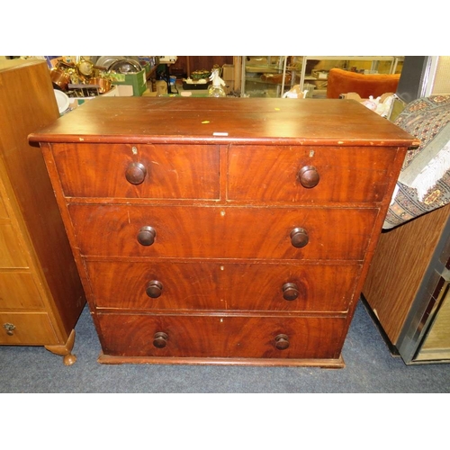 728 - AN ANTIQUE MAHOGANY FIVE DRAWER CHEST W-105 CM