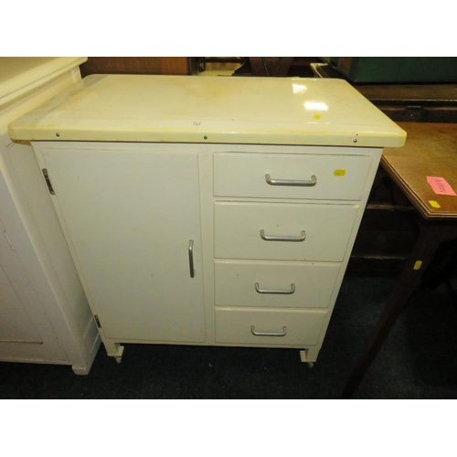 753 - A MID-CENTURY ENAMEL TOP KITCHEN CABINET - W 77 CM