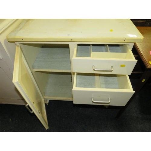 753 - A MID-CENTURY ENAMEL TOP KITCHEN CABINET - W 77 CM