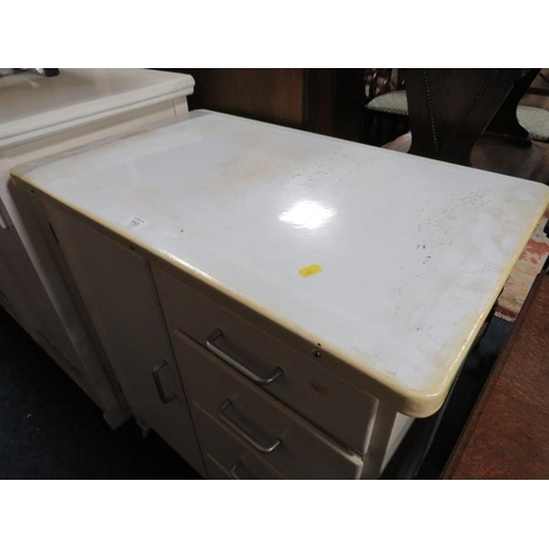 753 - A MID-CENTURY ENAMEL TOP KITCHEN CABINET - W 77 CM