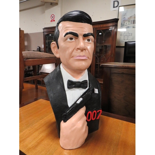 763 - A MODERN RESIN JAMES BOND BUST H-55 CM