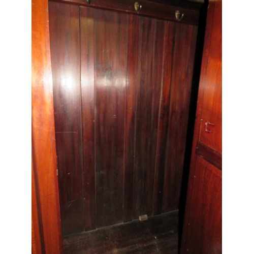 771 - AN ANTIQUE MAHOGANY INLAID WARDROBE WITH CENTRAL MIRROR DOOR