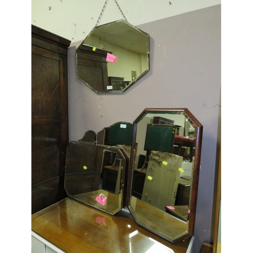 784 - THREE DECO STYLE WALL MIRRORS