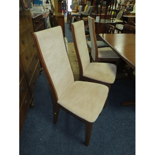 785 - A MODERN ERCOL DRAWLEAF DINING TABLE AND 6 CHAIRS