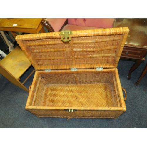 791 - A CHILDS DESK A/F, TELEPHONE SEAT, PINE MIRROR, AND WICKER CHEST