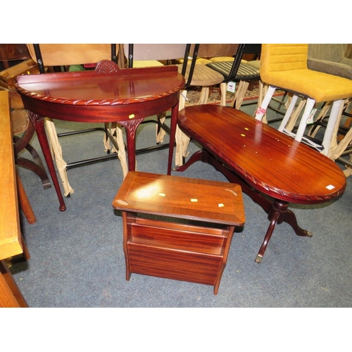 793 - TWO REPRODUCTION TABLES AND A MAGAZINE RACK (3)