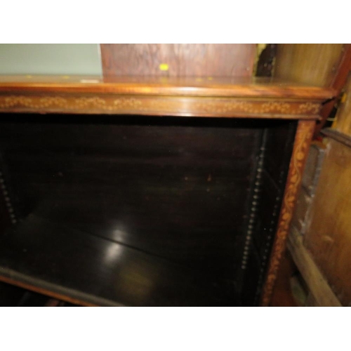 801 - AN ANTIQUE INLAID MAHOGANY OPEN BOOKCASE W-107 CM A/F