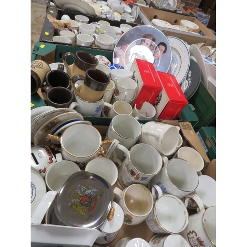 98 - THREE  TRAYS OF ROYAL MEMORABILIA TO INCLUDE BELLS, MUGS ETC